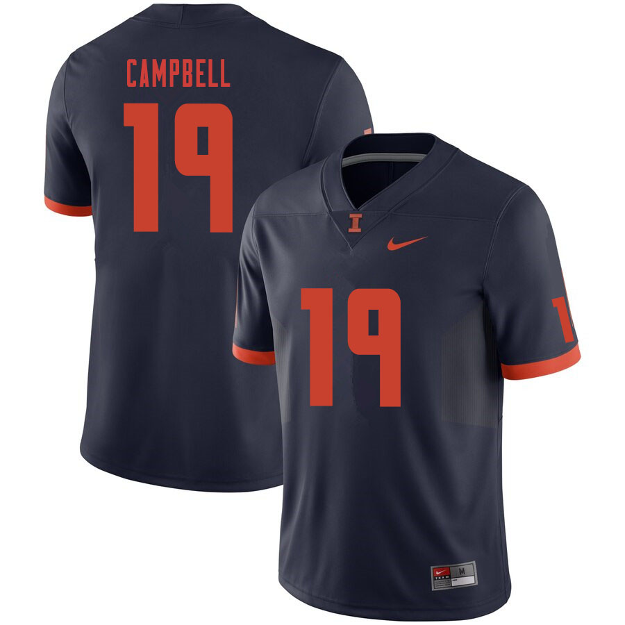 Men #19 Dalevon Campbell Illinois Fighting Illini College Football Jerseys Sale-Navy